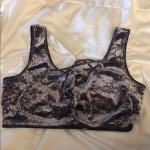 Fashion Nova Grey Velvet Crop Top.